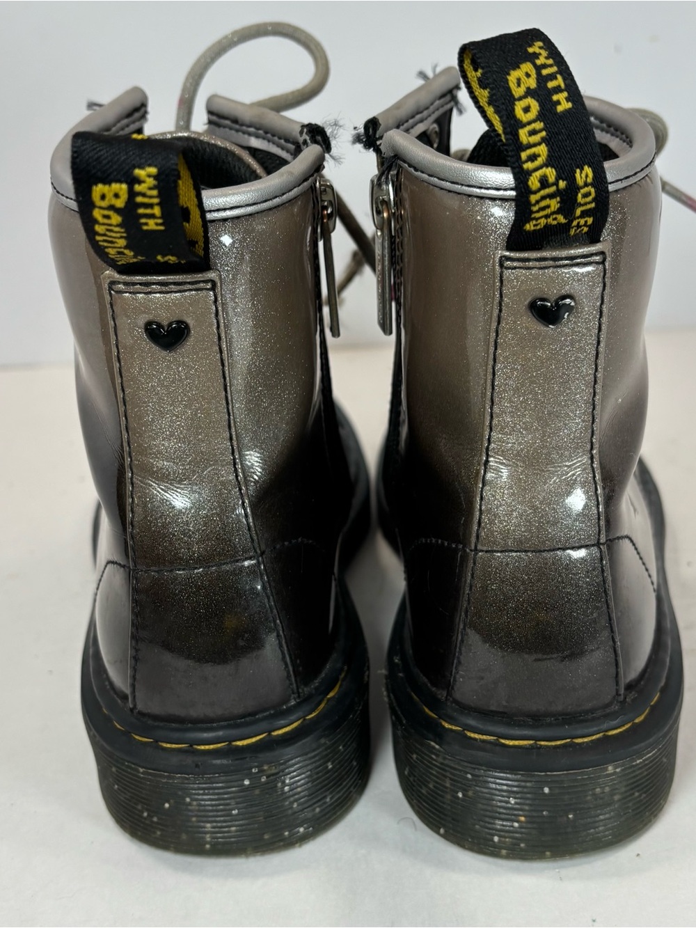 Dr. Martens Boots Patent Leather Black Silver Glitter Ombre Kids' Size US 3 EUC - Picture 5 of 10